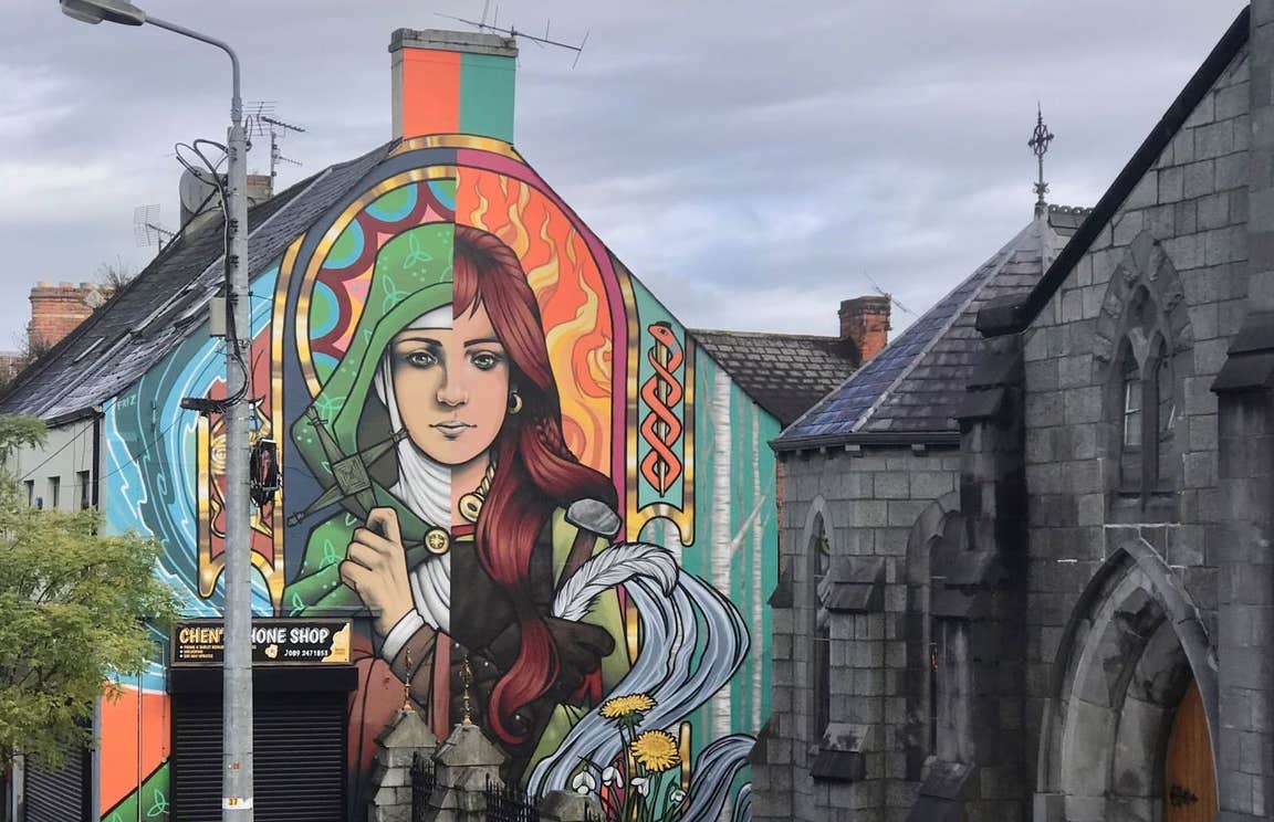 A mural of St Brigid in Dundalk, Co Louth