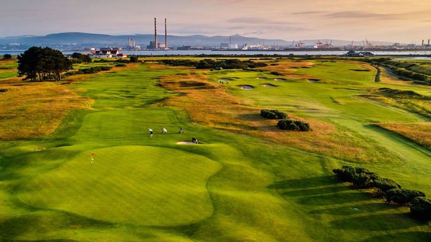 Green looking down the fairway at The Royal Dublin Golf Club County Dublin