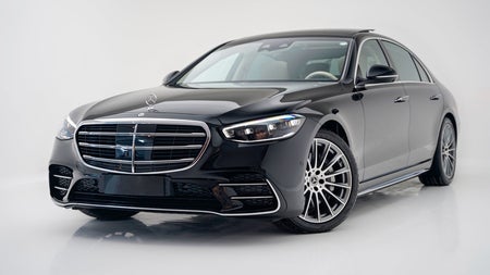 Black and shiny Mercedes limousine