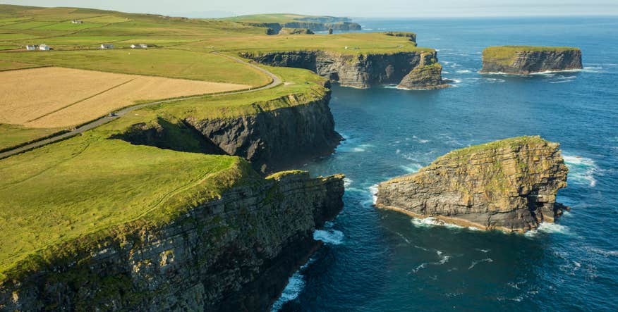 Aerial view of the Kilkee Cliffs in County Clare