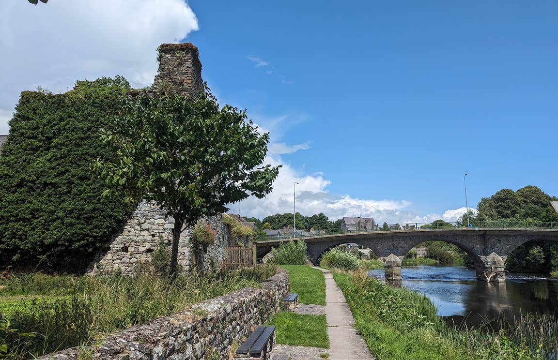 Sweetman Castle and the River Nore in Thomastown, County Kilkenny.