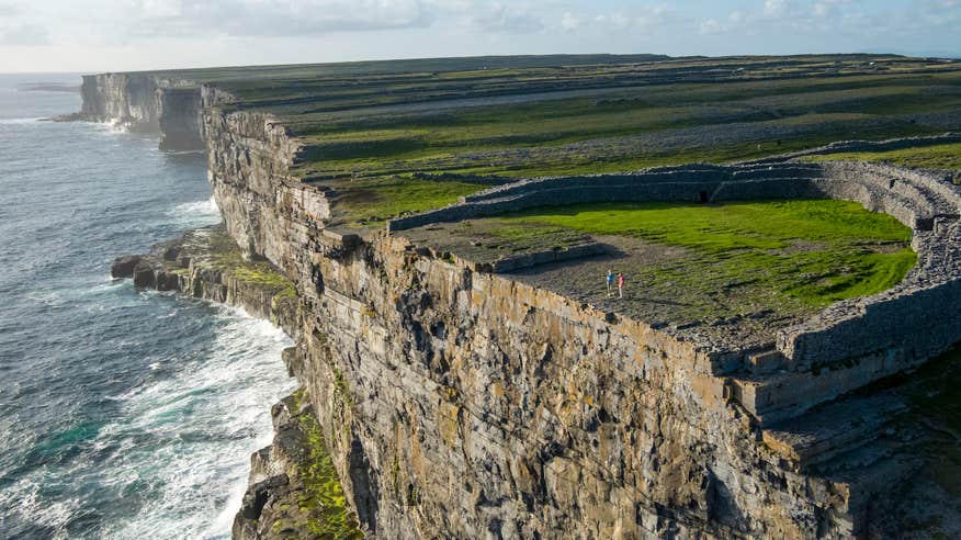 Aerial image of Dun Aengus in Inis Mór in County Galway.