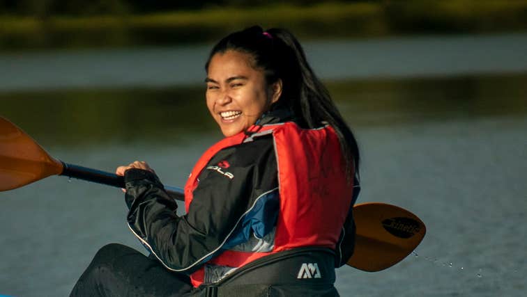 A woman kayaking in Lough Allen, Co Leitrim