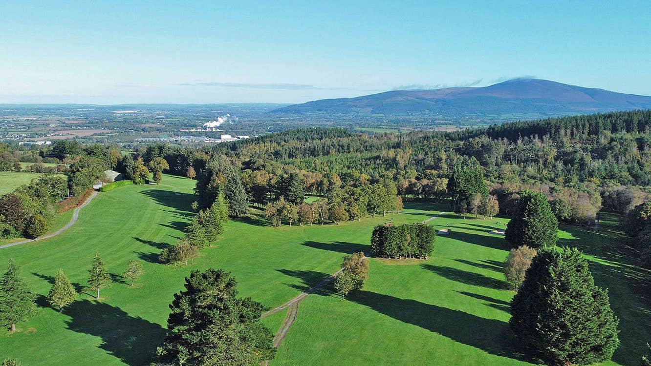 Clonmel Golf Club aerial view with mountains in the background