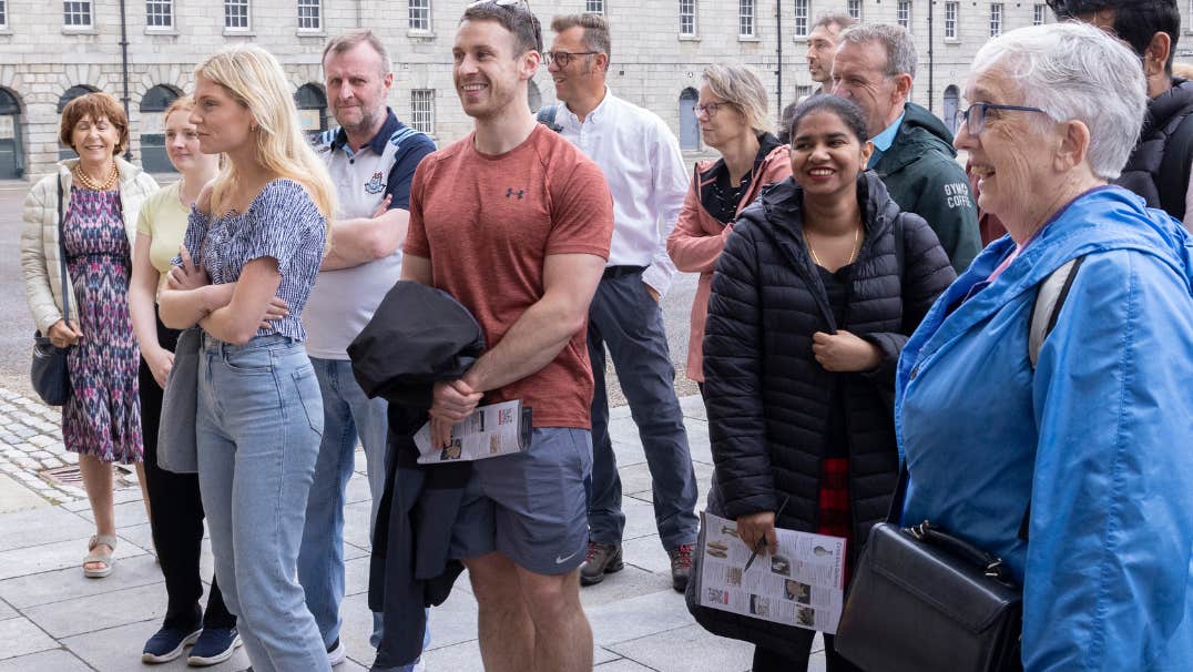 A tour group in Clarke Square, Collins Barracks