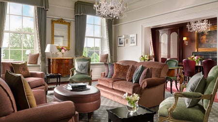 Seating area with seats and tables