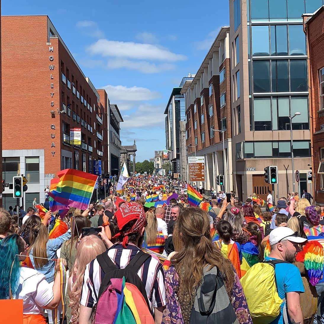 People attending a Pride Parade in Limerick.