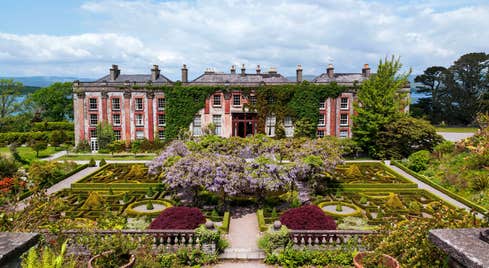 Manicured gardens outside Bantry House situated on the Wild Atlantic Way in County Cork
