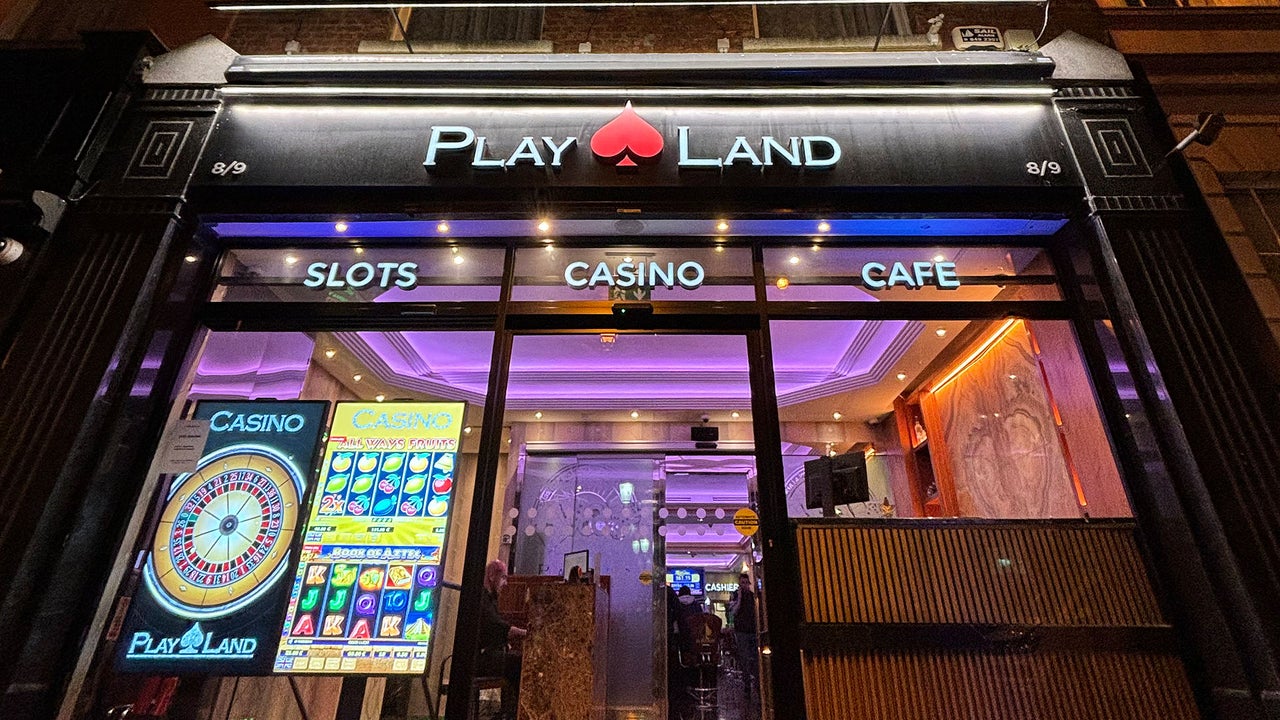 Playland Casino exterior at night