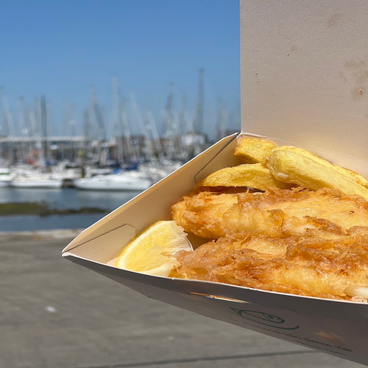 A tub of fish and chips from Beshoff Bros in Howth, Co Dublin.