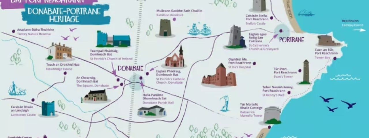 A map of heritage sites in Donabate and Portrane