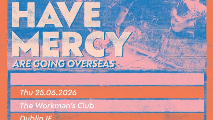 Poster in pale blue, pink and orange for Have Mercy