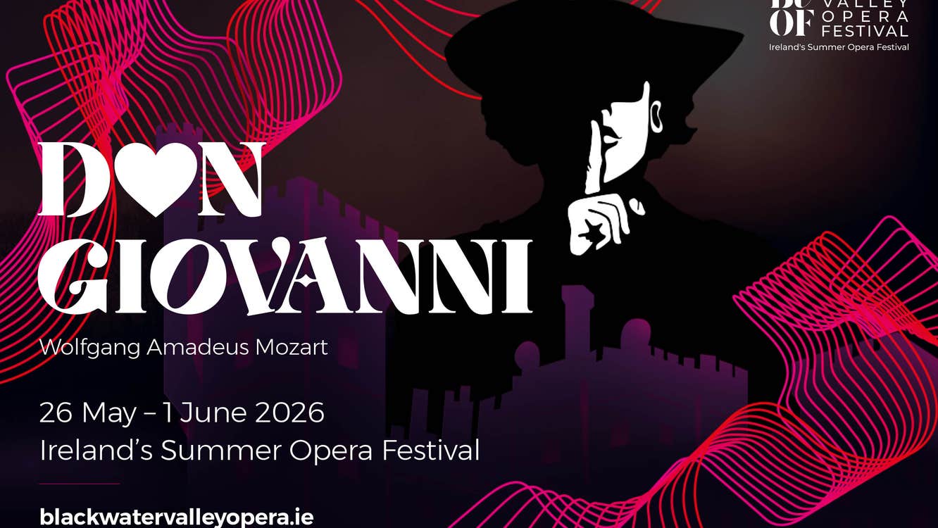 Don Giovanni - Lismore Castle BVOF 2026, A figure in black and white with hat obscuring most of face with a finger up to their lips