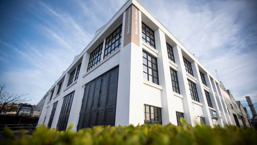 The exterior of Rebel City Distillery