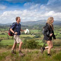 Couple hiking the Wicklow Way in the Wicklow Mountains in Ireland's Ancient East