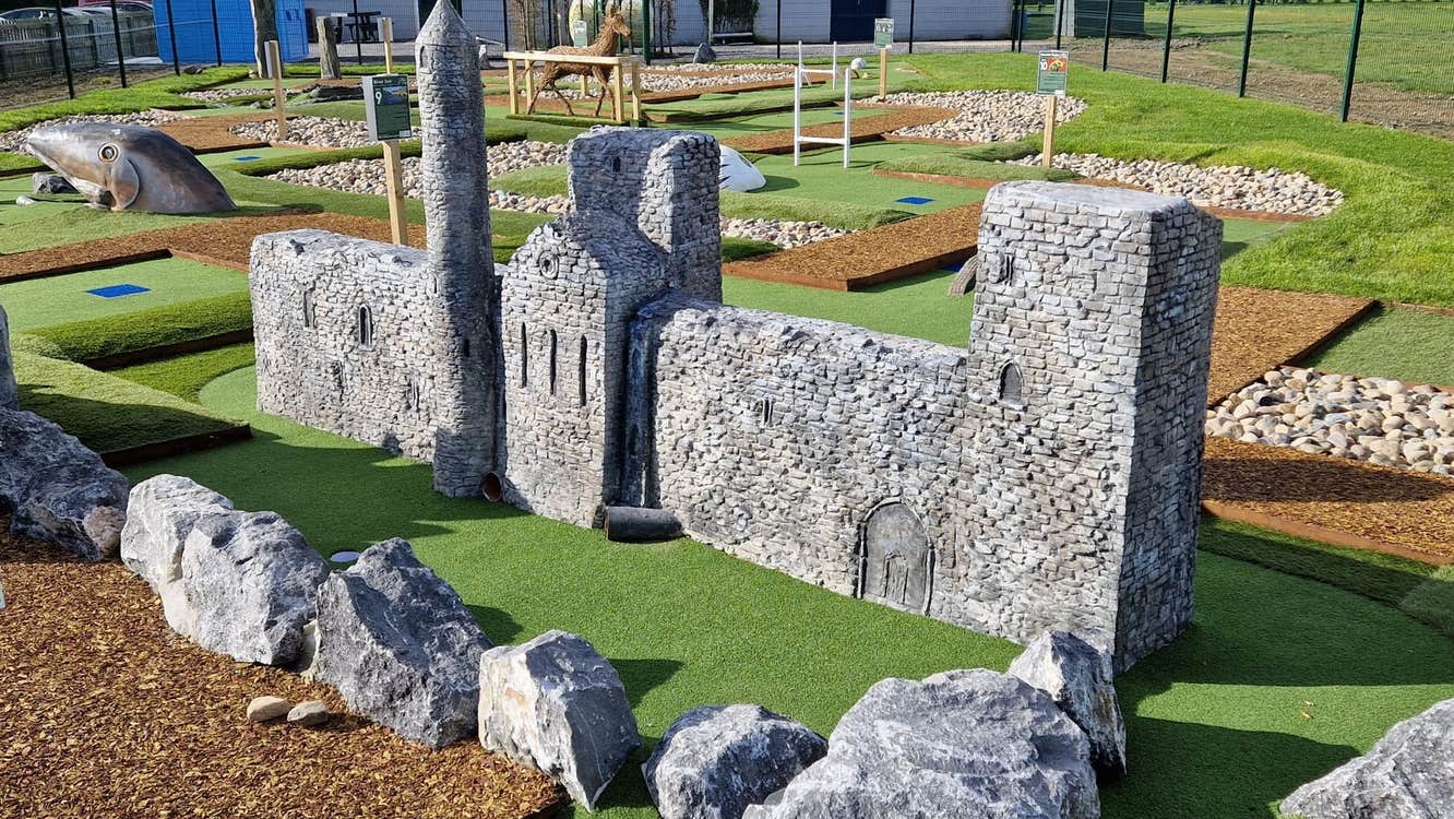 Model of Rock of Cashel in a mini golf course