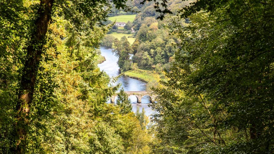 An image of the gardens and bridge at Inishtioge, Kilkenny