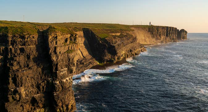 Loop Head Cliff in County Clare at sunset.