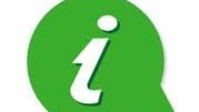 Green speech bubble with a lower case i in the middle