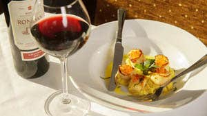 Image of food and wine