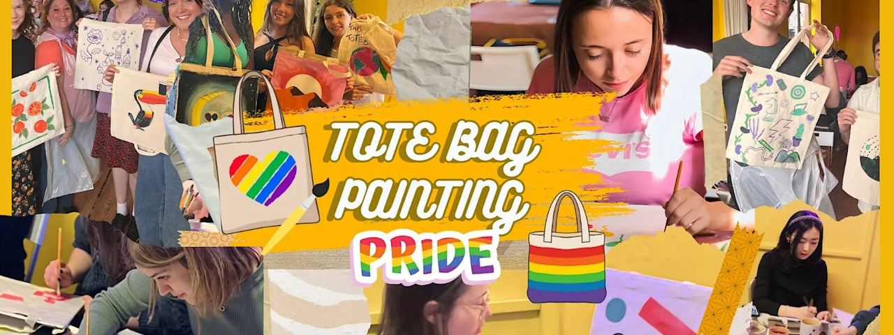 Create your tote bag with no experience necessary. Tote bag art event with music and craic! WHAT TO EXPECT? Expect chill vibes and good music in a creative workshop!