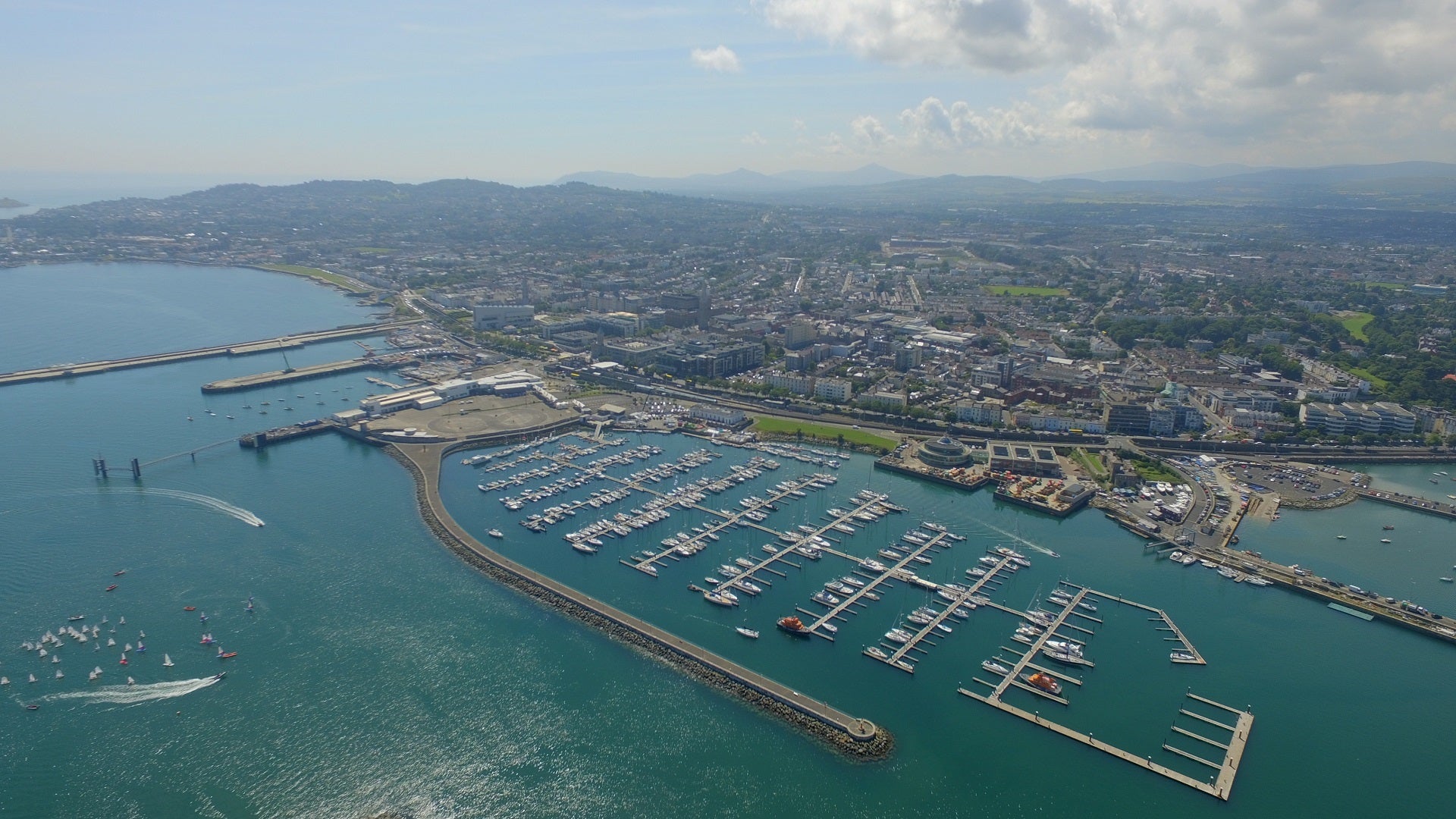 Aerial view of the marina.