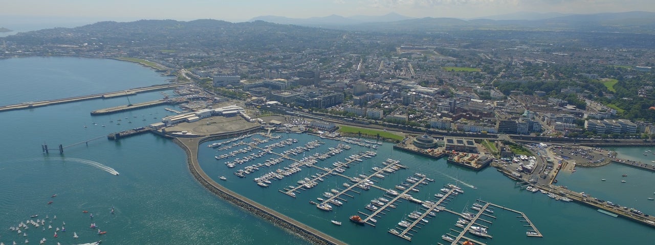 Aerial view of the marina.