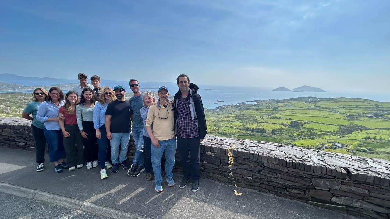 A tour group poses for a photograph in Kerry with Valhalla Tours Ireland