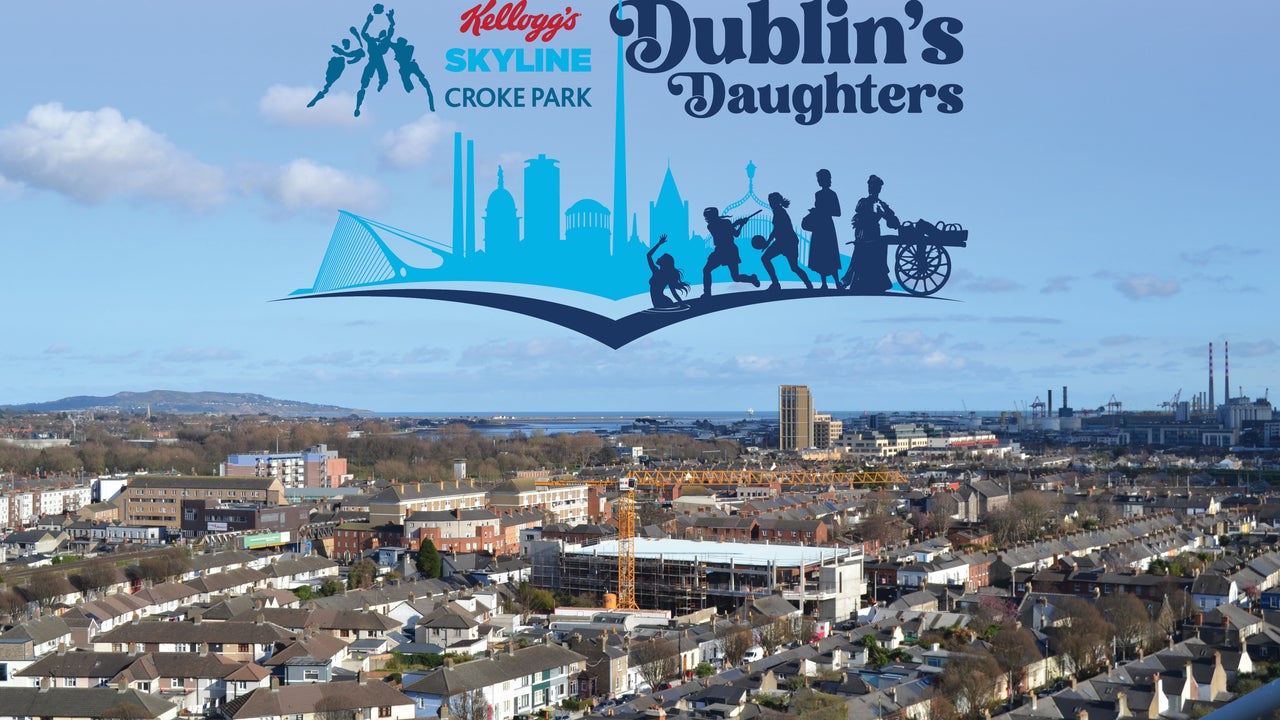 Kellogg’s Skyline Tour – Dublin’s Daughters! A view of roofs over a city on a bright day.