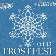 Poster for Frost Fest in blue and white with snowflake