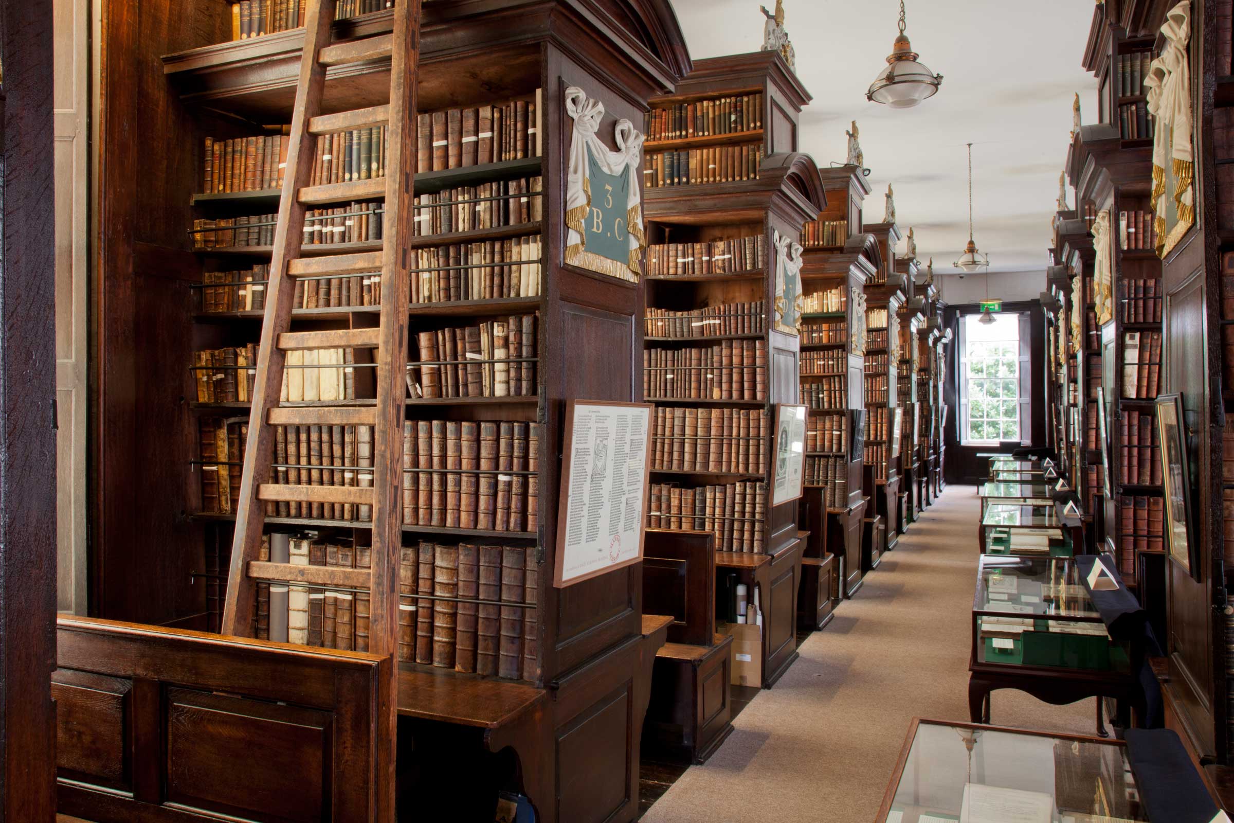  Dark oak bookcases in the Marsh's Library, Dublin City, County Dublin