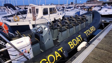 Goat Boat Tours view of the boat at the dock