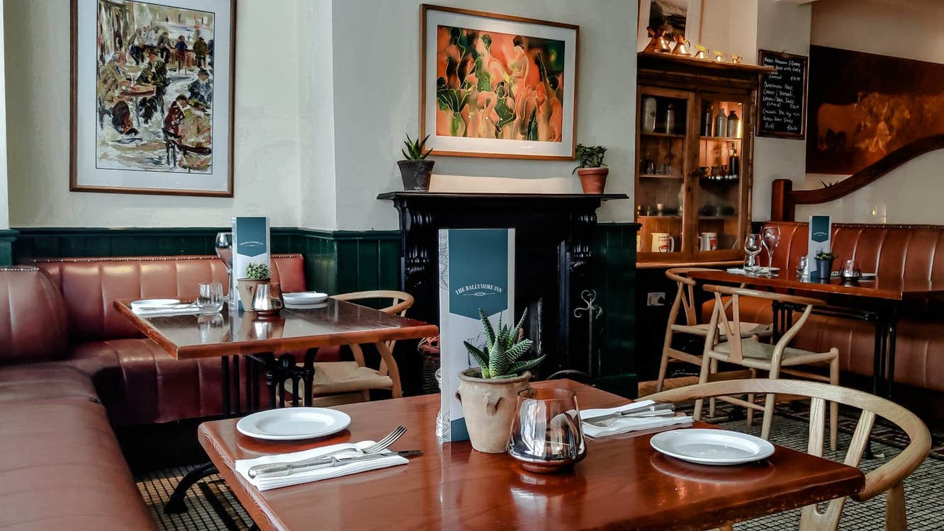 Dining tables set and ready for service at The Ballymore Inn