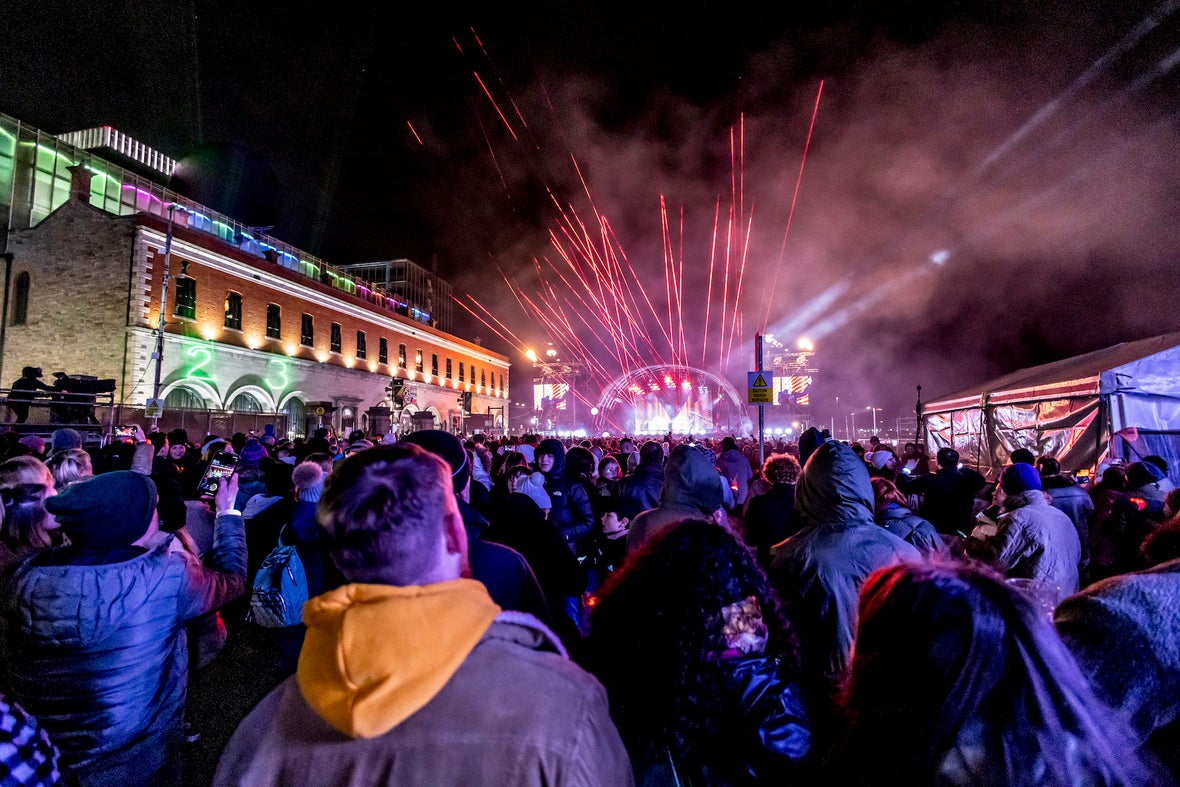 People attending the New Year's Festival in Dublin city