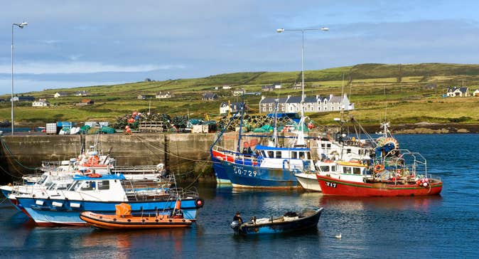 Boats in a harbour on The Ring of Kerry, County Kerry