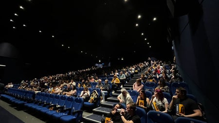 A crowd of people in a cinema