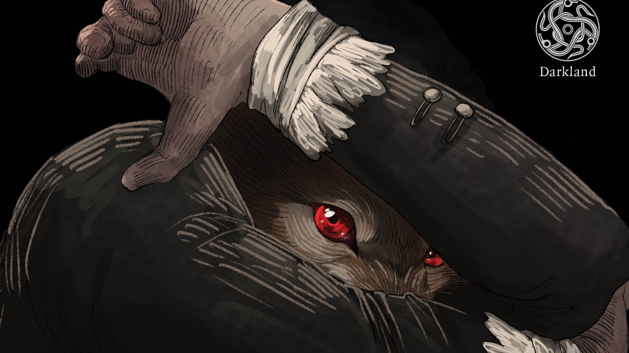 An image of a wolf creature sheilding our view with its arms