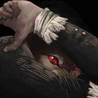 An image of a wolf creature sheilding our view with its arms