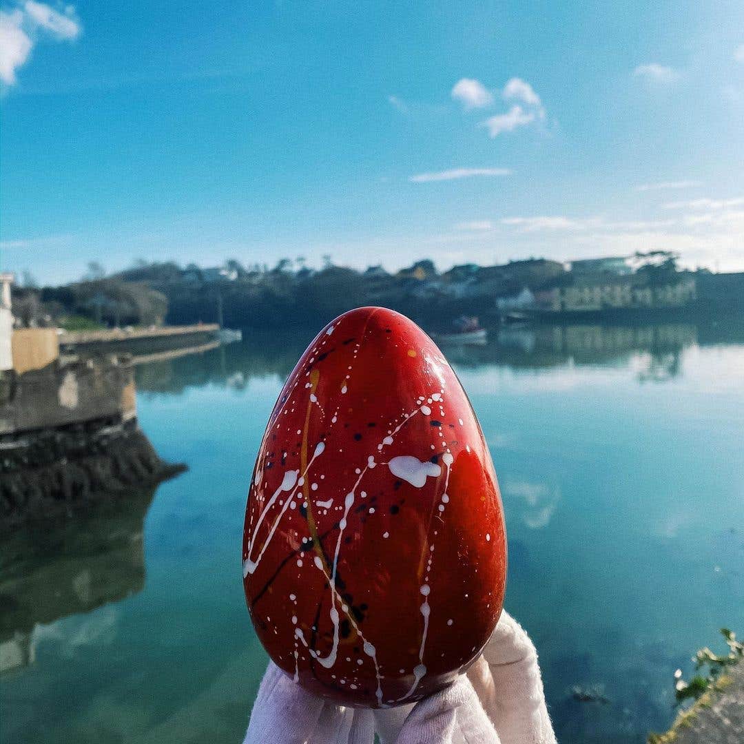 A shimmering red Easter egg made by Koko Kinsale