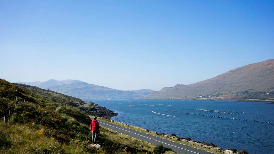 A hiker at Killary Harbour in County Mayo