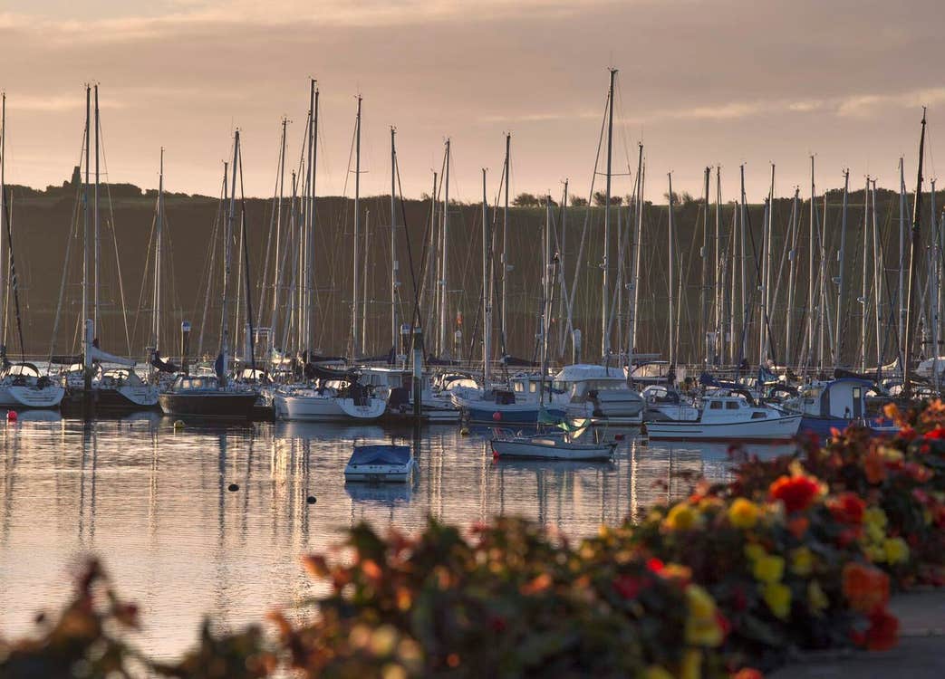 A view of boats moored at Kinsale Port