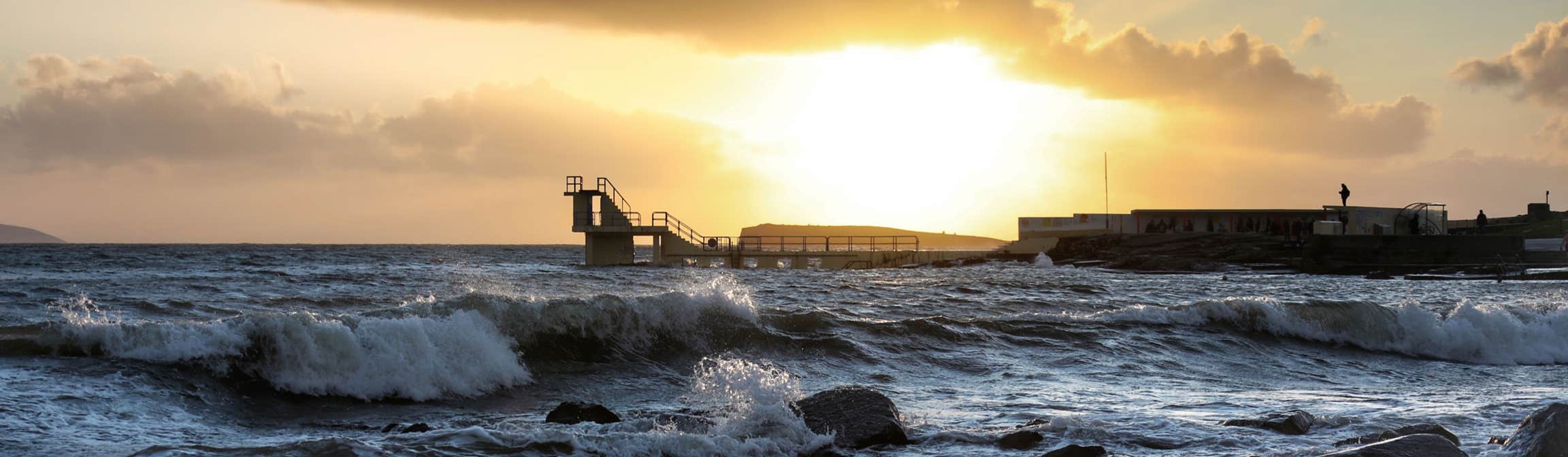 Image of Blackrock diving tower at sunset, Salthill, County Galway