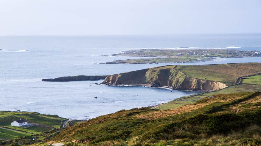 Aerial view of Sky Road in Clifden, Co Galway