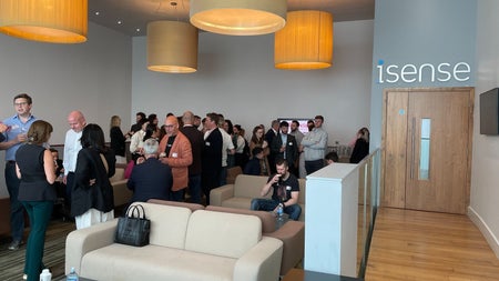 A group of people in a lounge area