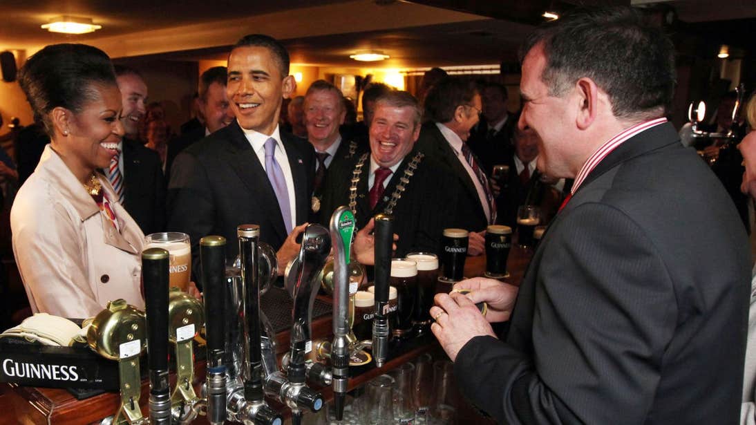 Barack and Michelle Obama in a pub in Moneygall, Offaly on their 2011 visit to Ireland