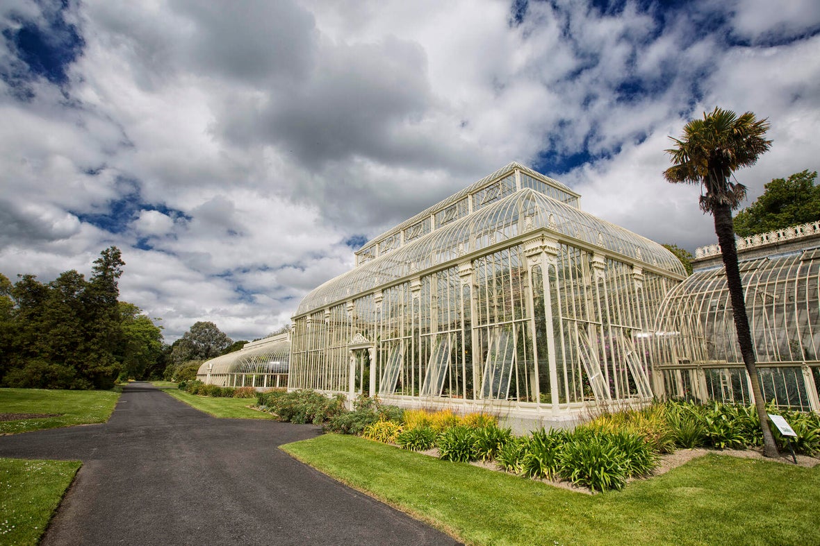 Exterior view of one of the greenhouses at the National Botanic Gardens in Dublin.