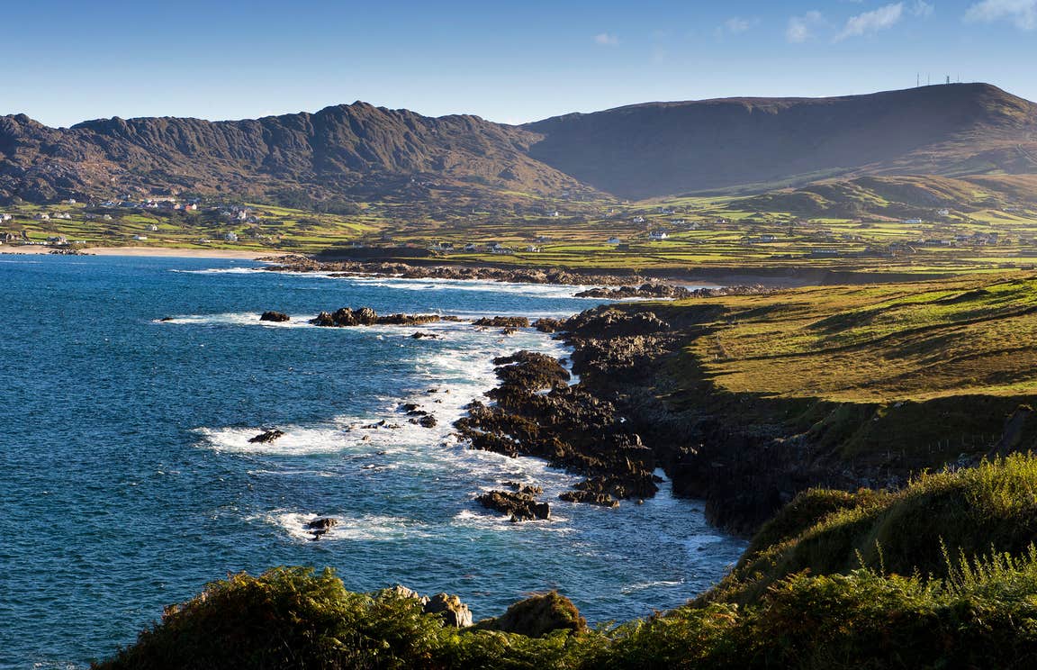 The Atlantic Ocean on the Beara Peninsula in West Cork with Slieve Miskish Mountains in the background