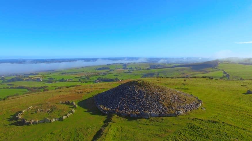 Aerial view of Loughcrew Cairns in Co Meath
