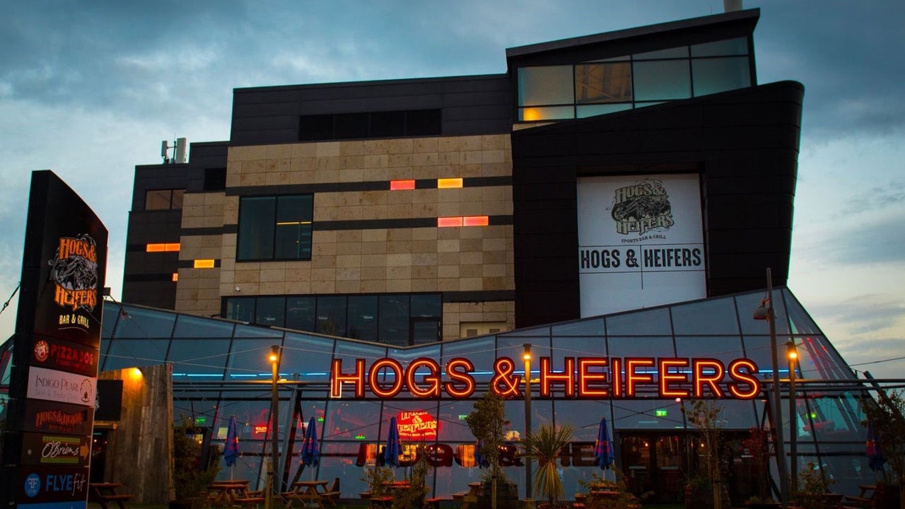 The exterior view of Hogs and Heifers restaurant