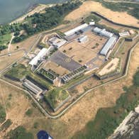 Aerial view of Spike Island from the helicopter